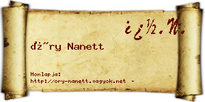 Őry Nanett névjegykártya